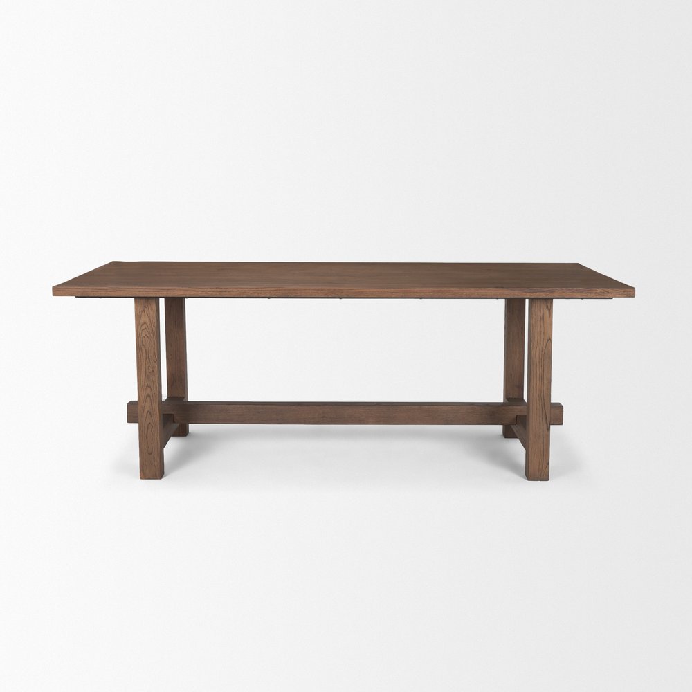 84" Brown Solid Wood Trestle Base Dining Table