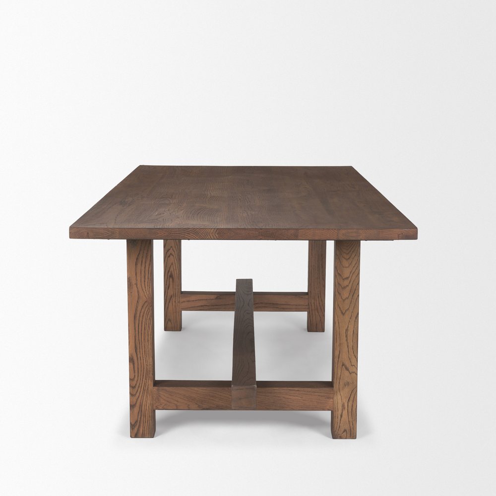 84" Brown Solid Wood Trestle Base Dining Table