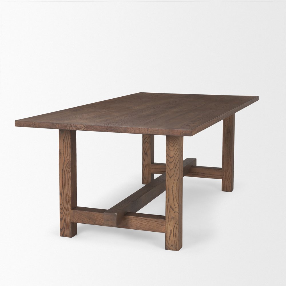 84" Brown Solid Wood Trestle Base Dining Table