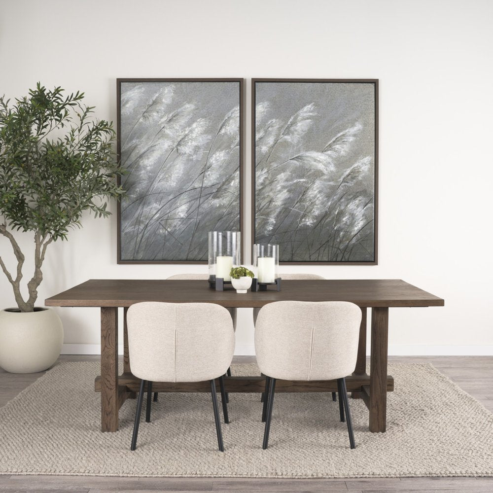 84" Brown Solid Wood Trestle Base Dining Table