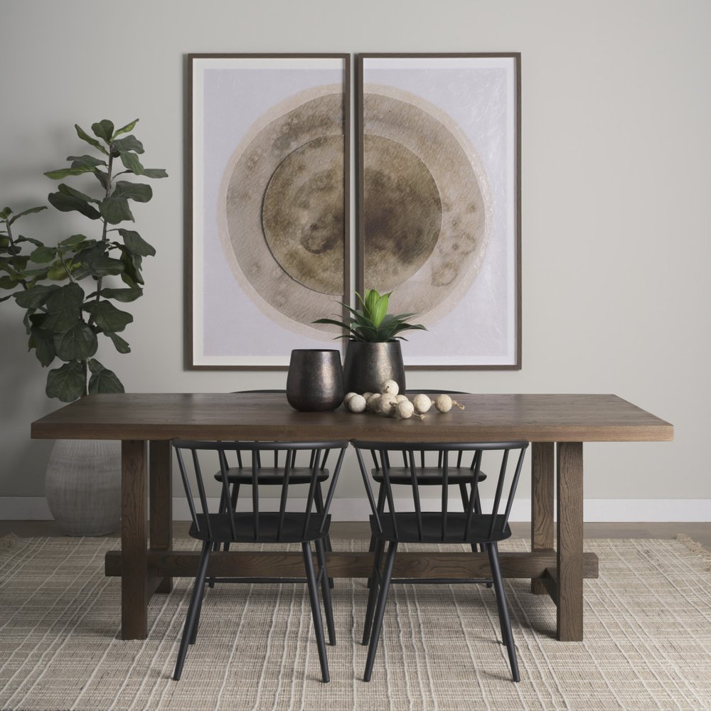 84" Brown Solid Wood Trestle Base Dining Table