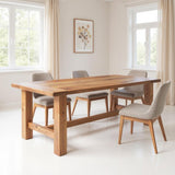95" Natural Reclaimed Wood Trestle Base Dining Table