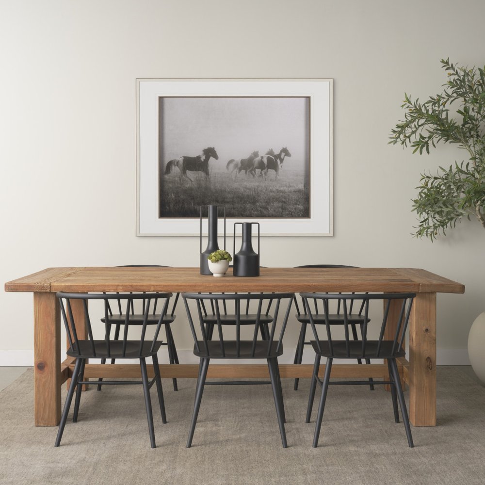 95" Natural Reclaimed Wood Trestle Base Dining Table