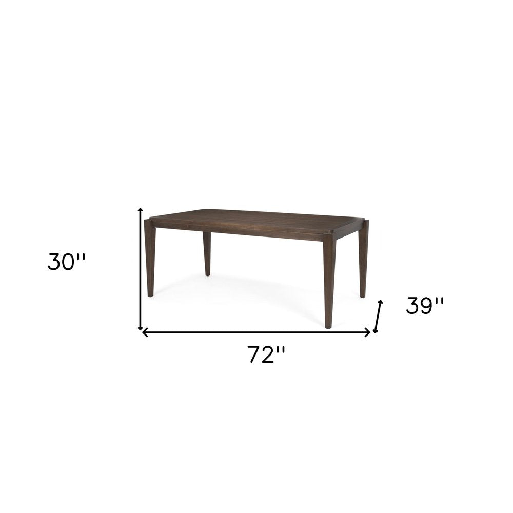 72" Dark Brown Wood Dining Table