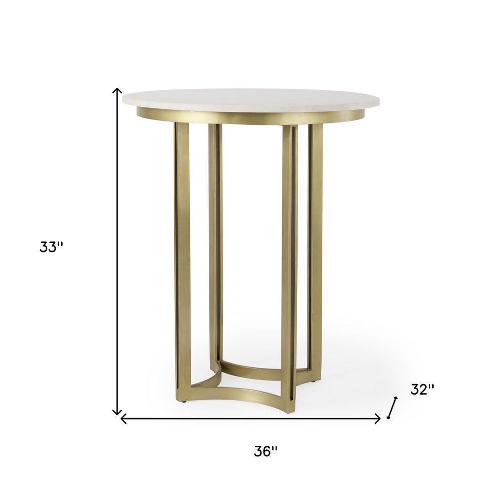 36" Gray Marble Pedestal Base Round Top Dining Table