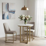 36" Gray Marble Pedestal Base Round Top Dining Table