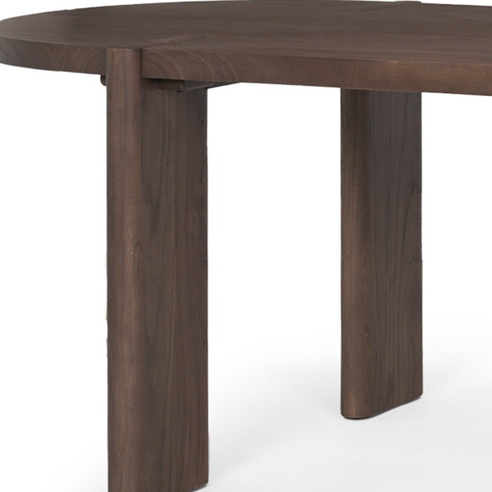 91" Brown Wood Oval Dining Table