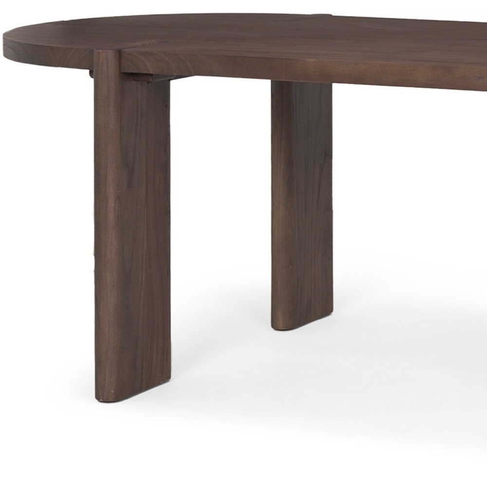 91" Brown Wood Oval Dining Table