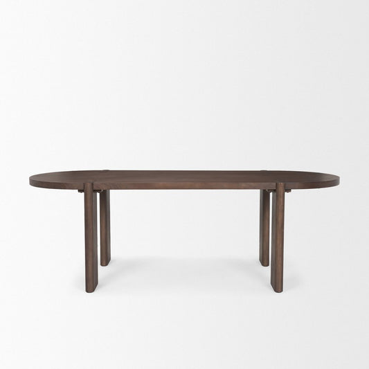 91" Brown Wood Oval Dining Table
