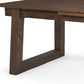 106" Dark Brown Solid Wood Self-Storing Leaf Sled Base Extendable Dining Table