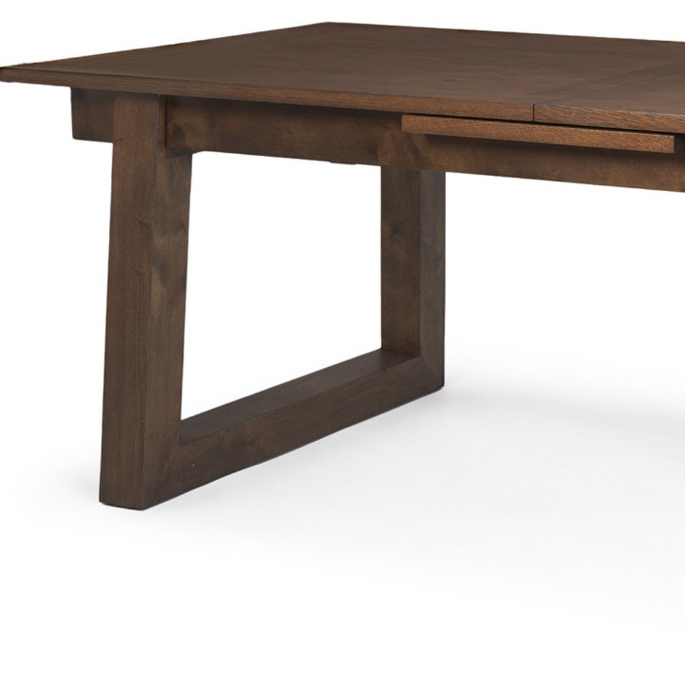 106" Dark Brown Solid Wood Self-Storing Leaf Sled Base Extendable Dining Table