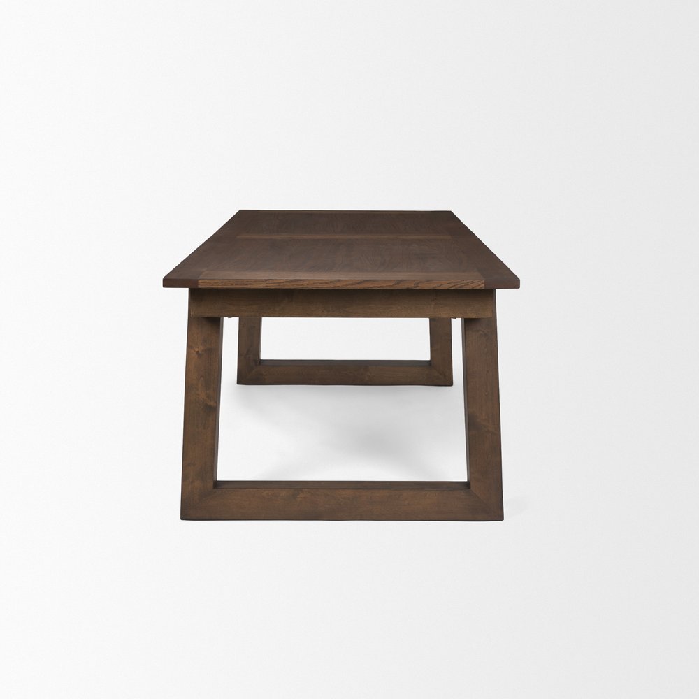 106" Dark Brown Solid Wood Self-Storing Leaf Sled Base Extendable Dining Table