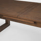106" Dark Brown Solid Wood Self-Storing Leaf Sled Base Extendable Dining Table