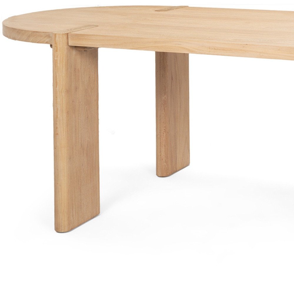 91" Light Brown Wood Oval Dining Table