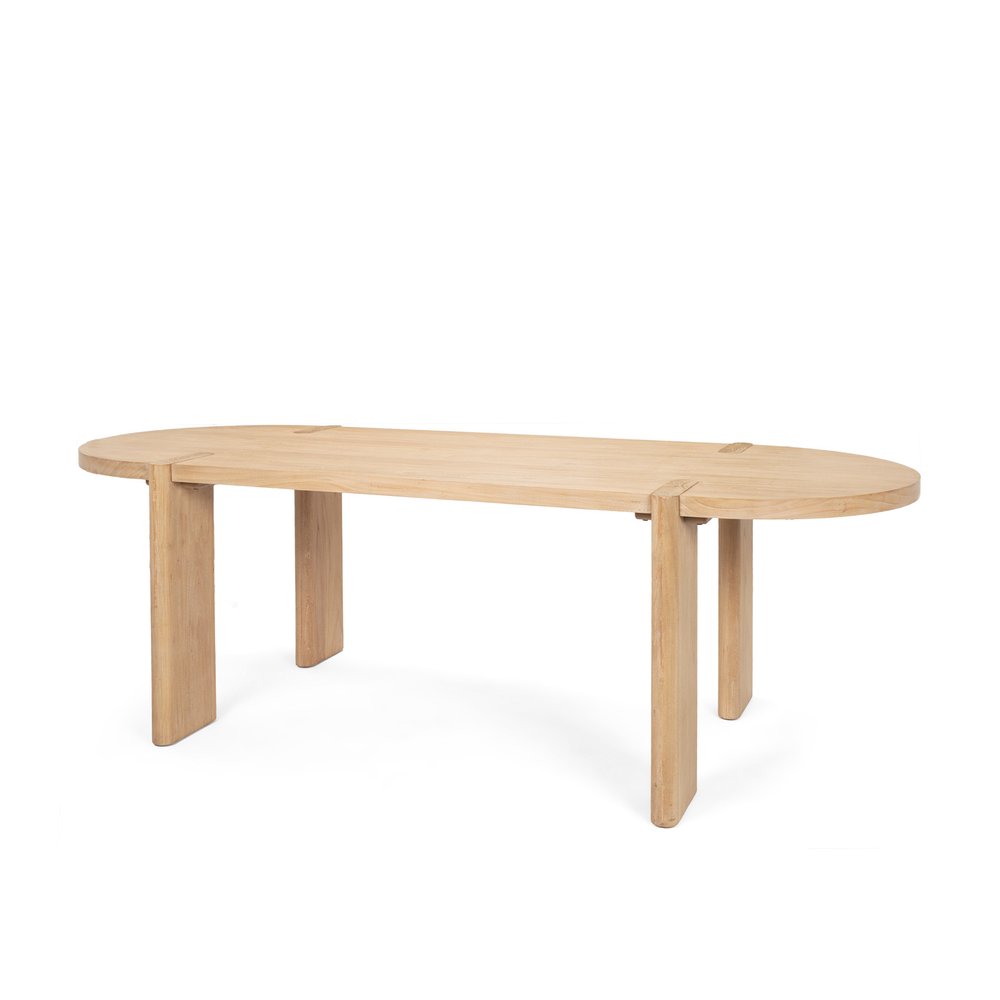 91" Light Brown Wood Oval Dining Table