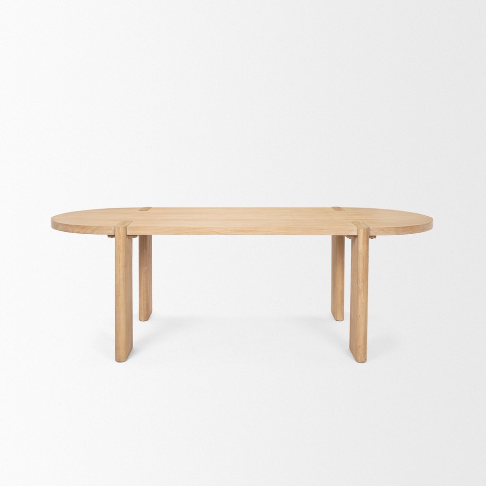 91" Light Brown Wood Oval Dining Table
