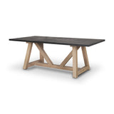 84" Black and Brown Solid Wood Trestle Base Dining Table