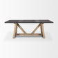 84" Black and Brown Solid Wood Trestle Base Dining Table