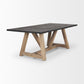 84" Black and Brown Solid Wood Trestle Base Dining Table