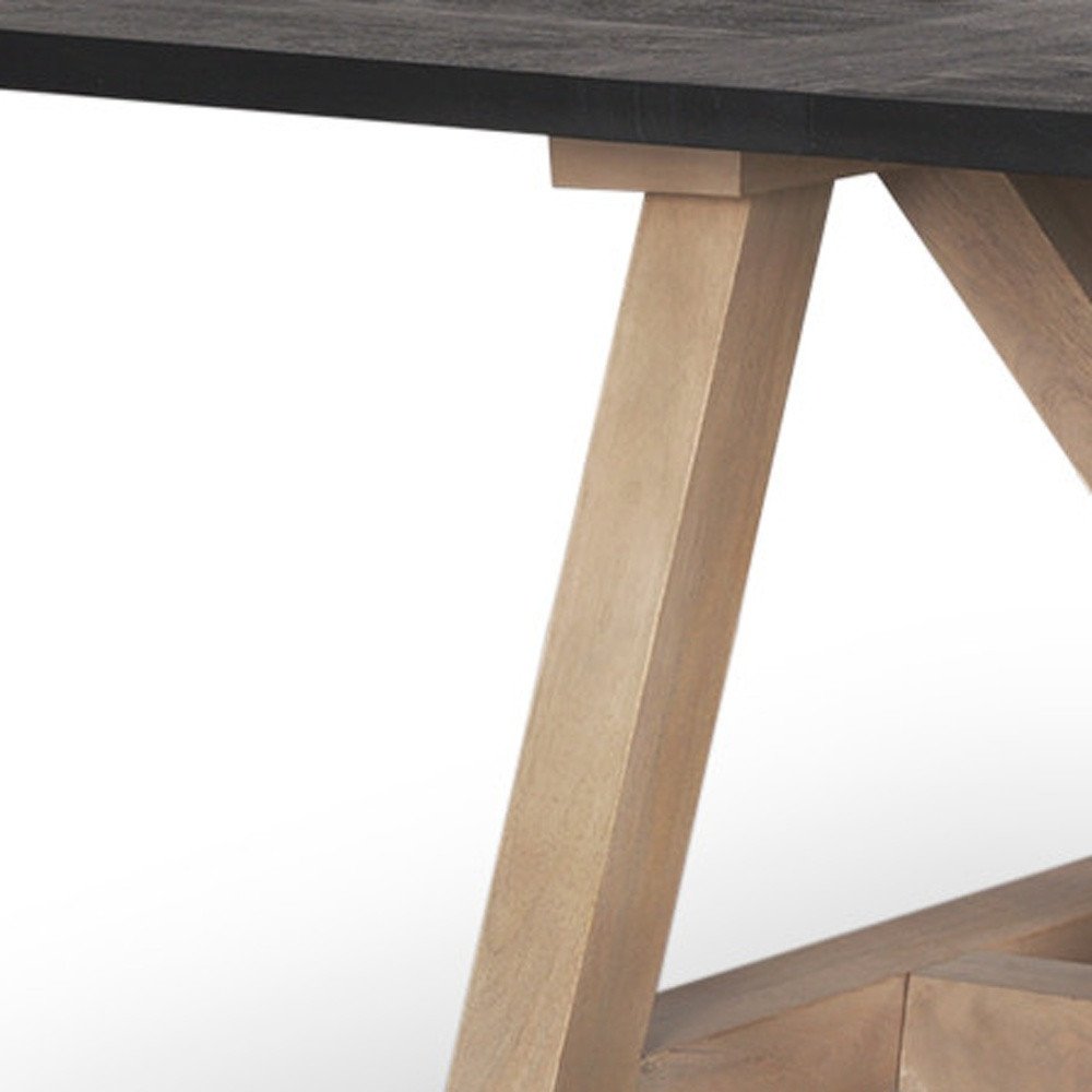 84" Black and Brown Solid Wood Trestle Base Dining Table