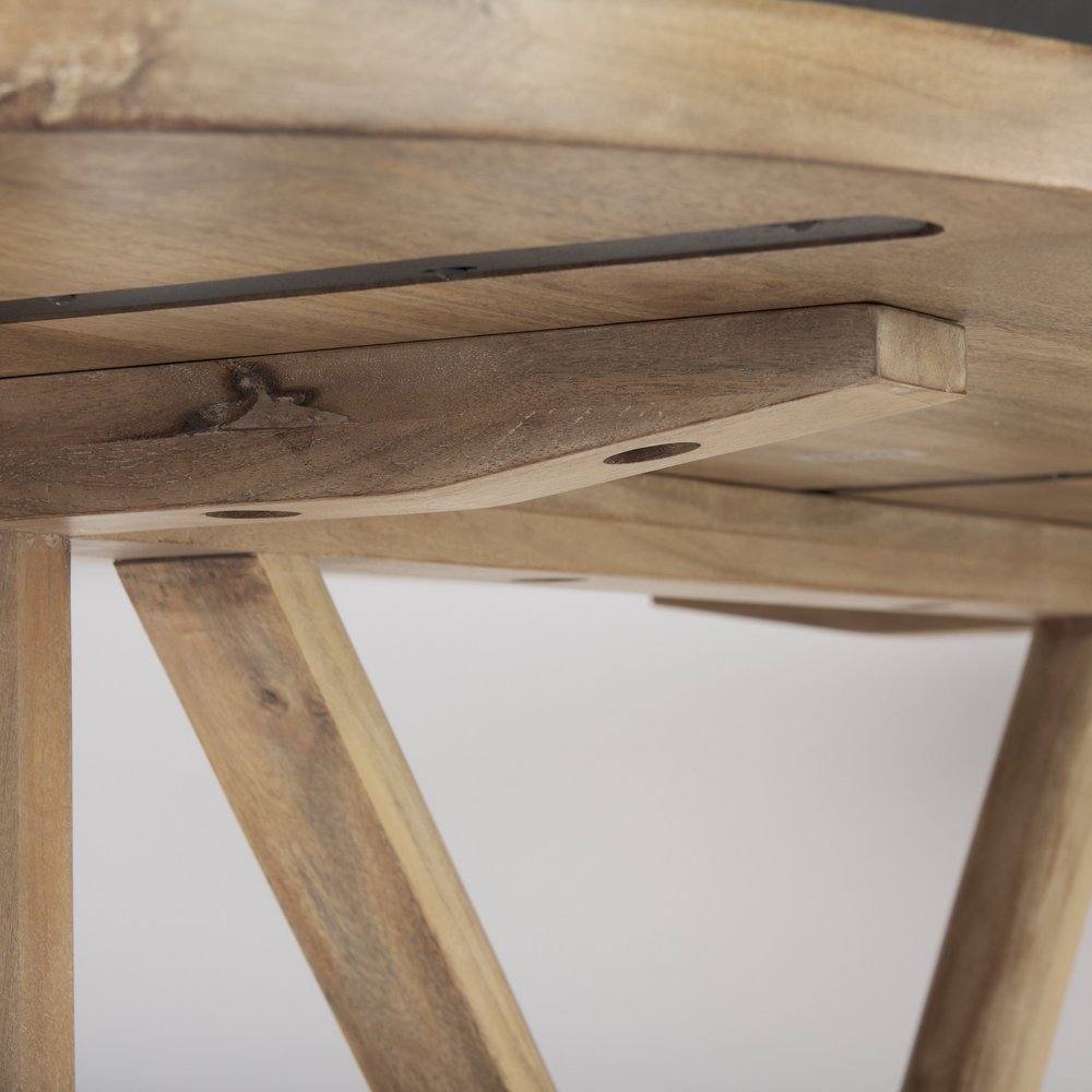 84" Light Brown Solid Wood Trestle Base Oval Dining Table