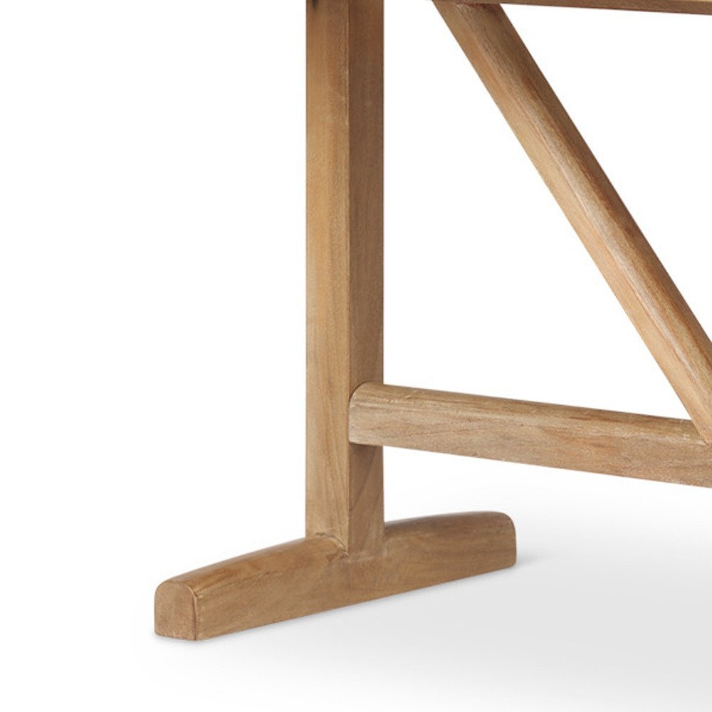 84" Light Brown Solid Wood Trestle Base Oval Dining Table