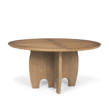 59" Brown Solid Wood Pedestal Base Round Top Dining Table