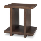 22" Brown Solid Wood Sled End Table With Shelf