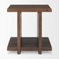 22" Brown Solid Wood Sled End Table With Shelf