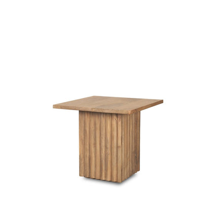 22" Brown Solid Wood Square Block End Table