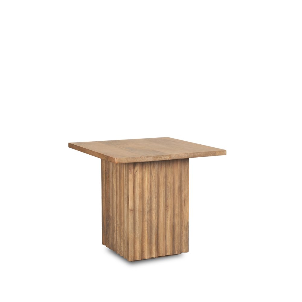22" Brown Solid Wood Square Block End Table