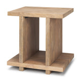 22" Brown Solid Wood Sled End Table With Shelf