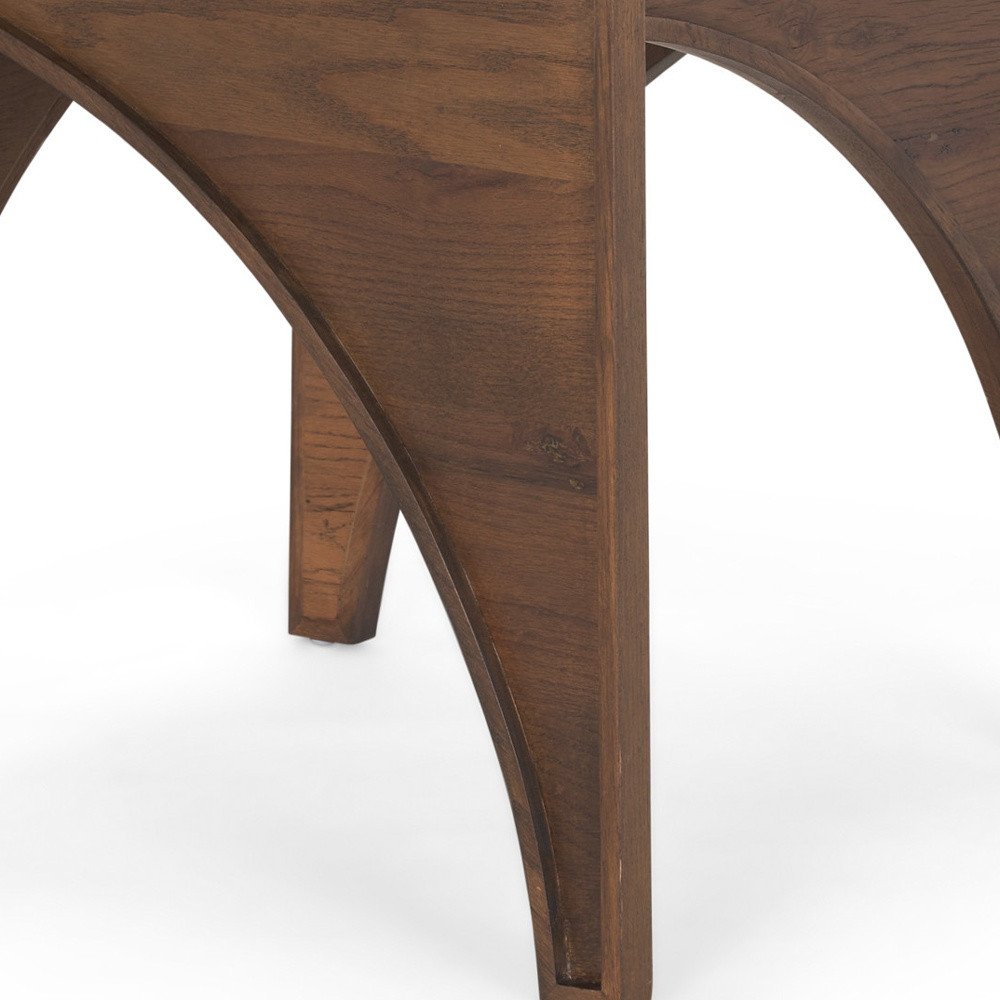 24" Brown Wood Modern Arched Square End Table