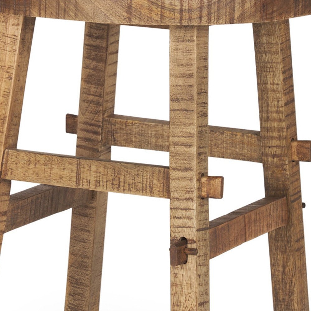 23" Brown Distressed Solid Wood End Table