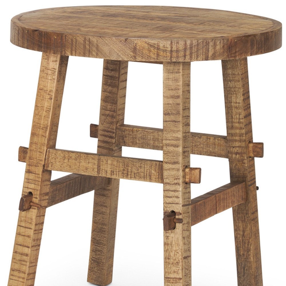 23" Brown Distressed Solid Wood End Table