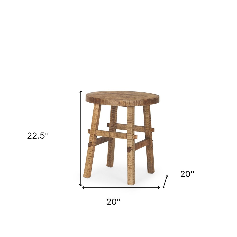 23" Brown Distressed Solid Wood End Table