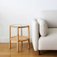 24" Clear and Light Brown Glass and Solid Wood Round End Table With Shelf
