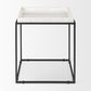 20" White and Black Marble and Metal Square Frame End Table