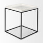 20" White and Black Marble and Metal Square Frame End Table