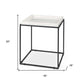 20" White and Black Marble and Metal Square Frame End Table