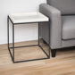 20" White and Black Marble and Metal Square Frame End Table