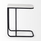 23" Black And White Marble and Metal C Table End Table