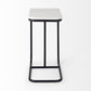 23" Black And White Marble and Metal C Table End Table