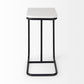 23" Black And White Marble and Metal C Table End Table