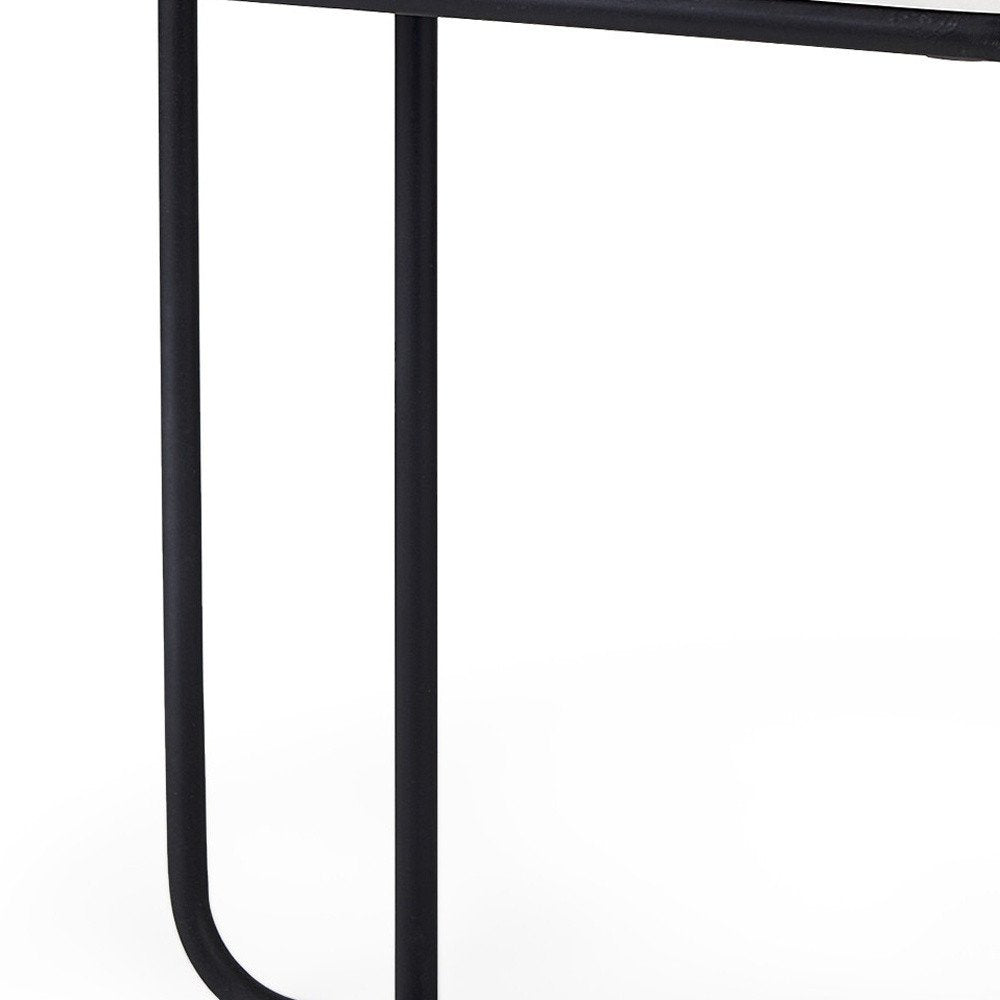 23" Black And White Marble and Metal C Table End Table