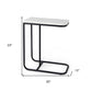 23" Black And White Marble and Metal C Table End Table