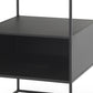 21" Clear and Black Glass and Metal Square Frame End Table With Two Shelves
