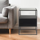 21" Clear and Black Glass and Metal Square Frame End Table With Two Shelves