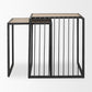 Set of Two Natural and Black Solid Wood and Metal Square Sled Nested Tables
