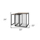 Set of Two Natural and Black Solid Wood and Metal Square Sled Nested Tables